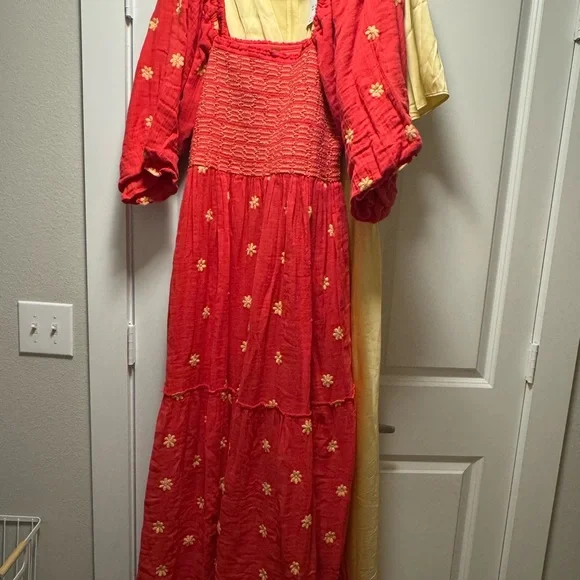 Free People Red Floral Long Sleeve Dress - Picture 2 of 3